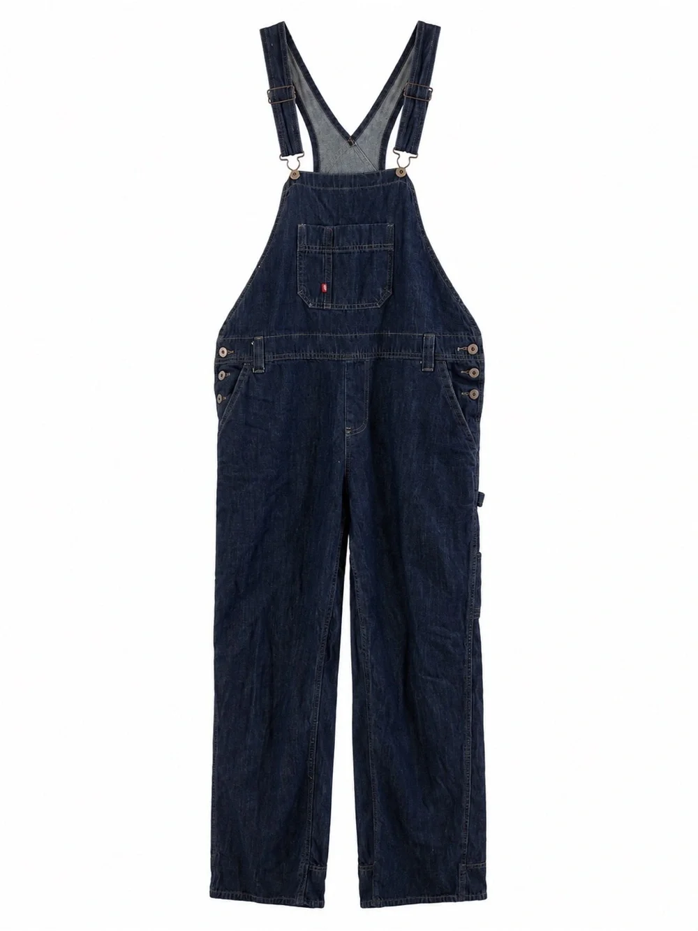 Dickies Men’s Large Denim Bib Overalls Dark Wash Carpenter Workwear 100% Cotton